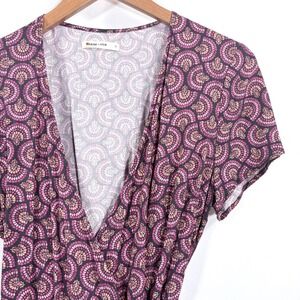 MARINE LAYER Emlyn Wrap Maxi Dress Pink Purple Geometric Print Womens Sz L (M)